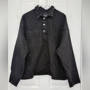 OVERSIZED LON SLEEVE 1/4 NECK DENIM SHIRT
WASHED BLACK-XL